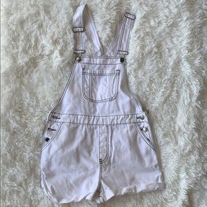 white overall shorts